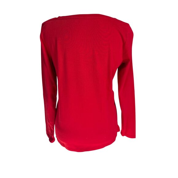 Talbots Petite PS red long sleeve winter Terrier dog pullover t-shirt - Picture 4 of 9